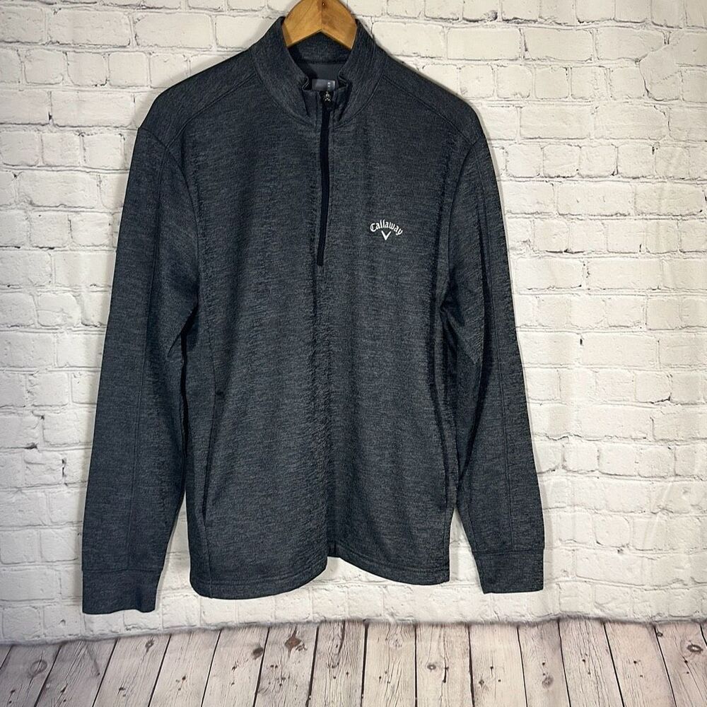 Callaway Jacket Mens Pullover Gray Quarter Zip Size Medium M Pockets